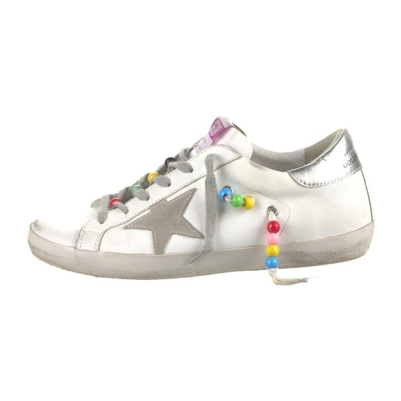 GOLDEN GOOSE Leather Printed Sneakers Size 38 - Picture 2 of 6